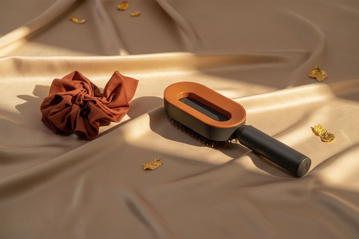 Warm luxury banner with brush in golden lighting